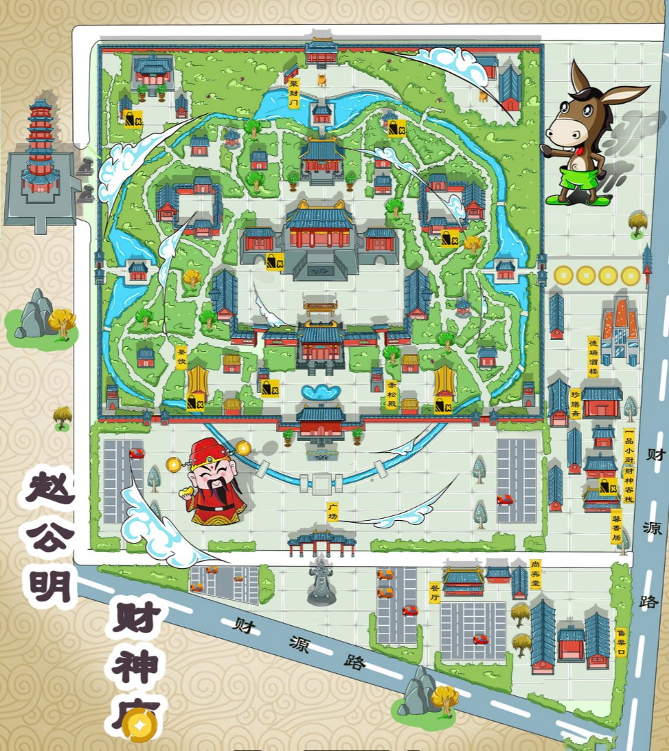 皋兰寺庙类手绘地图